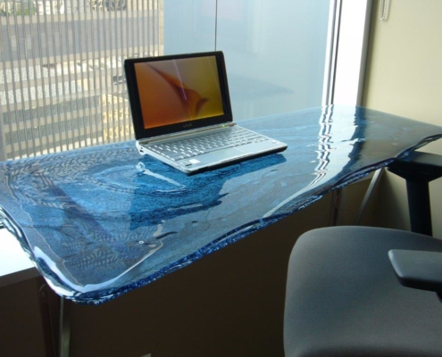 3-Layered Blue Luna Glass Desk - DT-002