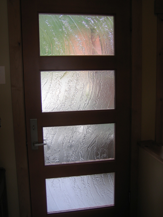 100% Recycled Glass - Custom Texture Slumped Glass Door Insert - DW-013