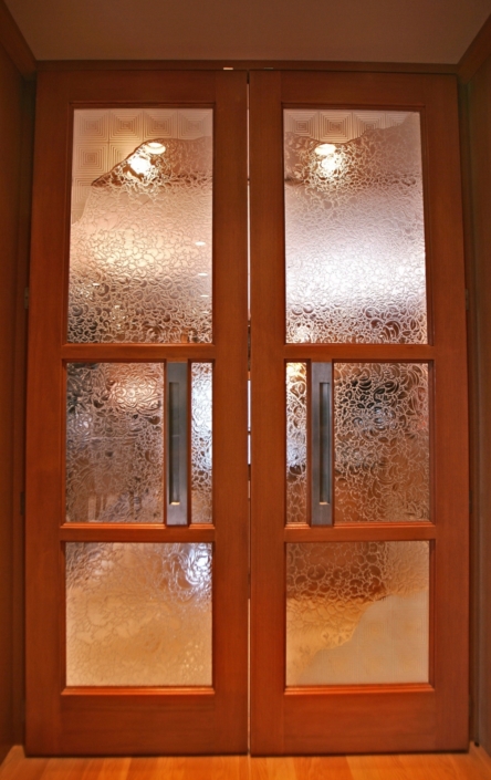 Custom Etched and Glue-chipped Glass Doorlites - DW-016