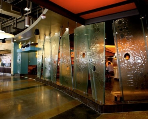 Custom Texture Slumped Safety Glass Entry Walls - WP-025