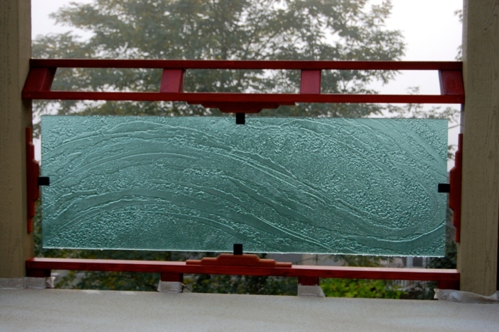 Water Texture and Crumble Slump Glass Balustrade - WP-053